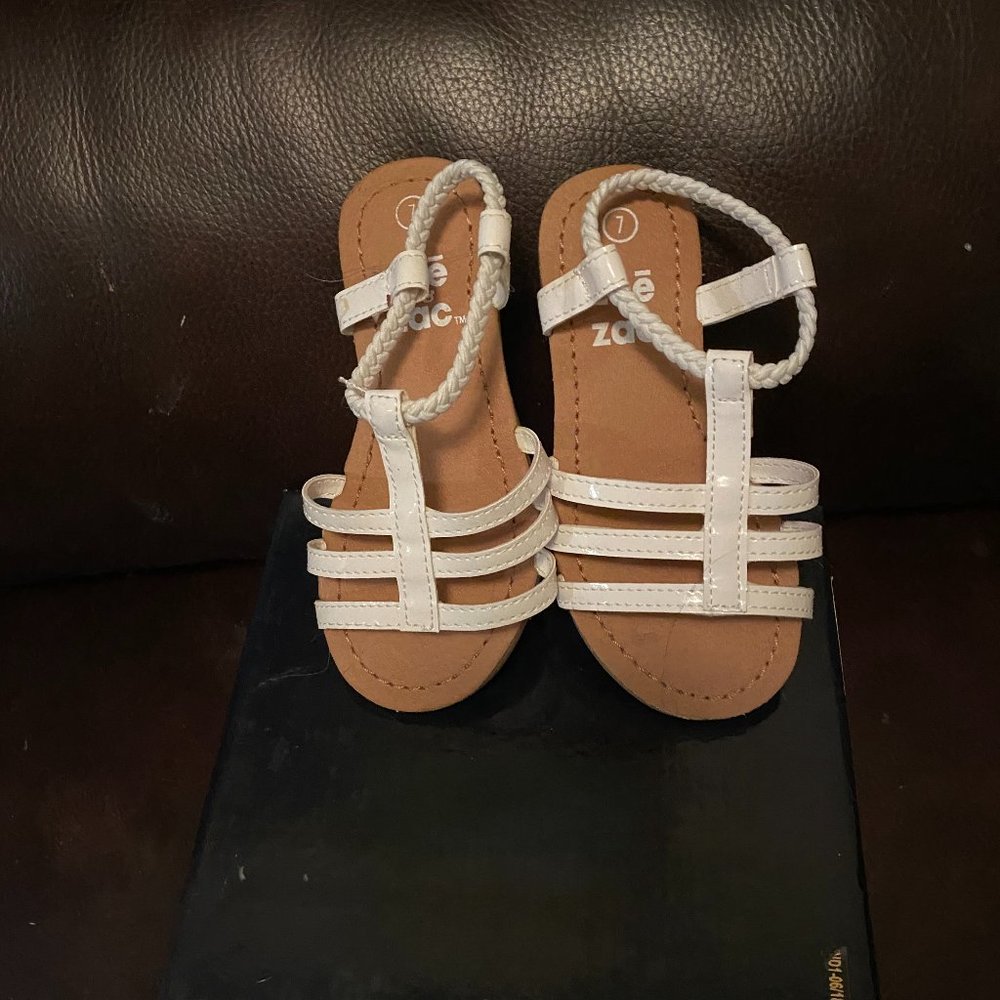 New Girl's size 7T White Sandals  Zoe & Zac
